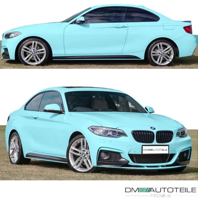 2x Sport-Performance Seitenschwelleransatz Leisten Schwarz Matt passt für BMW 2er F22 F23 M-Paket