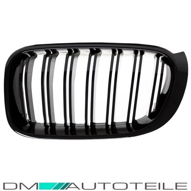 Set Doppelsteg Kühlergrill Front Grill schwarz Glanz lackiert passt für BMW X3 F25 X4 F26 bj 14-18