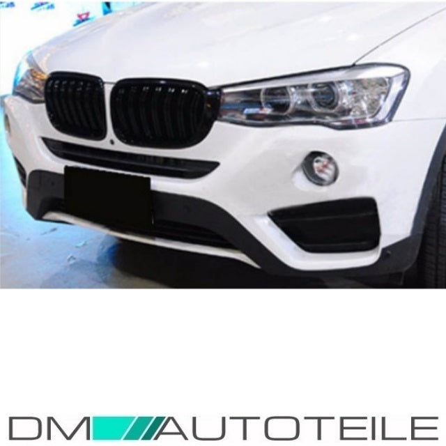 Set Doppelsteg Kühlergrill Front Grill schwarz Glanz lackiert passt für BMW X3 F25 X4 F26 bj 14-18