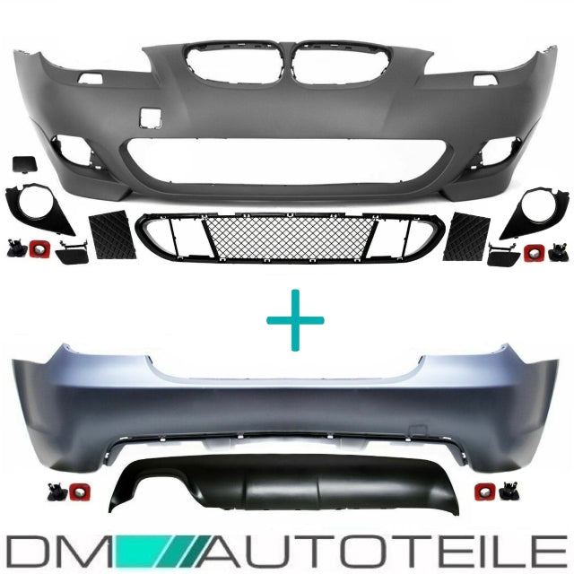 Set Bodykit Stoßstange vorne + hinten ohne PDC grundiert + Zubehör für M-Paket passend für BMW E60 03-07