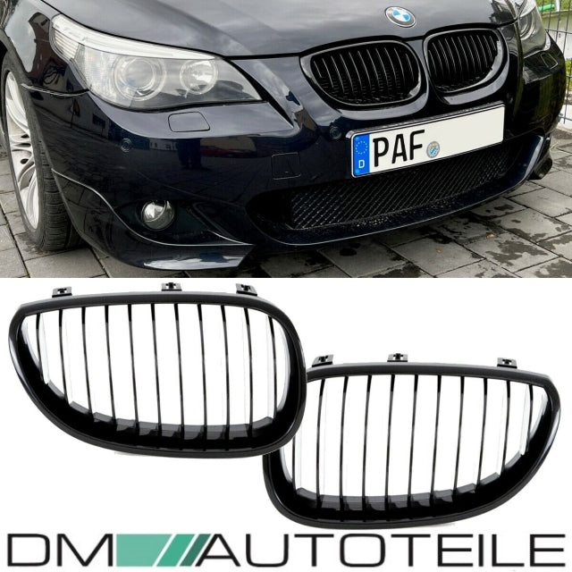 2x Kühlergrill Schwarz Glanz Performance SATZ passend für BMW 5er E60 E61 Bj 03-10