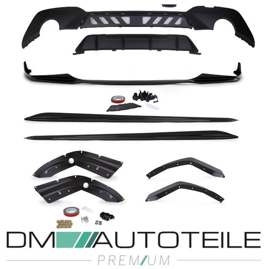 Set Sport-Performance Spoiler+Diffusor+Seitenschwelleransätze Schwarz Glanz für den BMW 3er G20 G21 M-Paket ab 2019