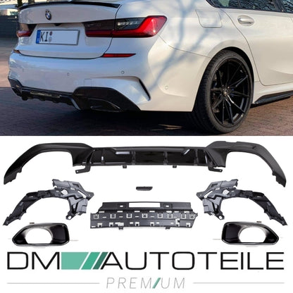 Set Sport-Performance Competition Heckdiffusor 340i Schwarz Glanz +Blenden passt für BMW 3er G20 G21 M-Paket ab 2019 + ABE