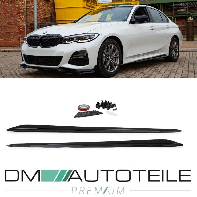 Sport-Performance Seitenschwelleransätze Schwarz glanz passt für BMW 3er G20 G21 M-Paket + ABE