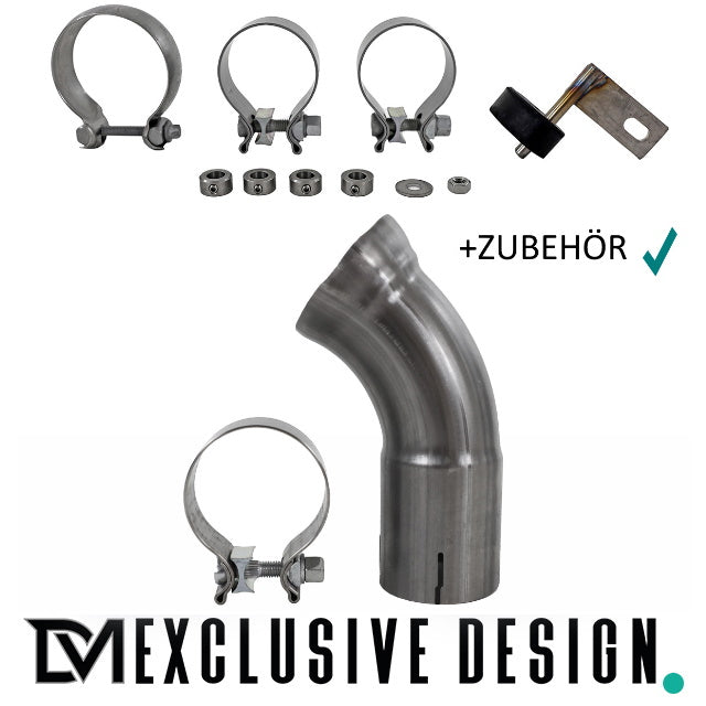 DM Exklusive Line Edelstahl Auspuffanlage SET Germany* eckig Schwarz+ Zubehör passend für BMW 5er F10 F11 für 520d-530d Di...