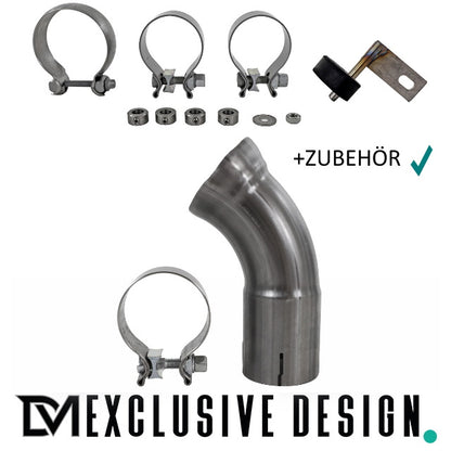 DM Exklusive Line Edelstahl Auspuffanlage SET Germany* eckig Schwarz+ Zubehör passend für BMW 5er F10 F11 für 520d-530d Di...