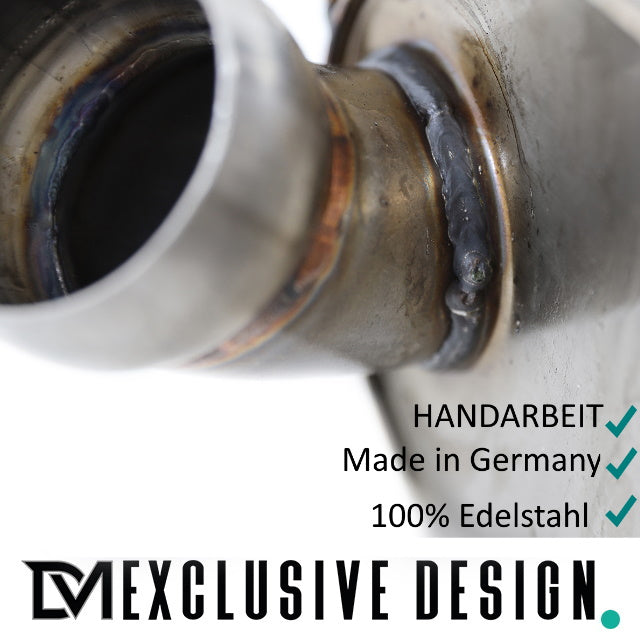 DM Exklusive Line Edelstahl Auspuffanlage SET Germany* eckig Schwarz+Performance Diffusor +Zubehör passend für BMW 5er F10...