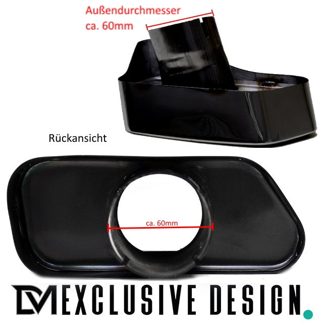 DM Exklusive Line Edelstahl Auspuffanlage SET Germany* eckig Schwarz+Performance Diffusor +Zubehör passend für BMW 5er F10...
