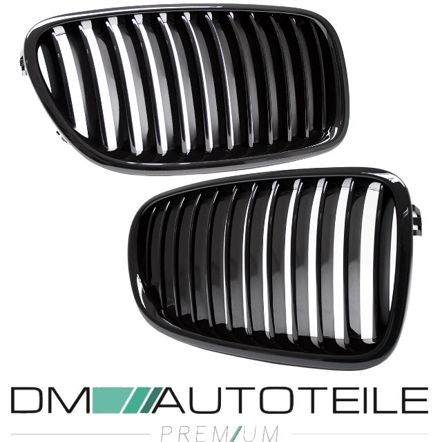 2x Kühlergrill Grill Schwarz Glanz Klavierlack passend für BMW F10 F11 auch M M5