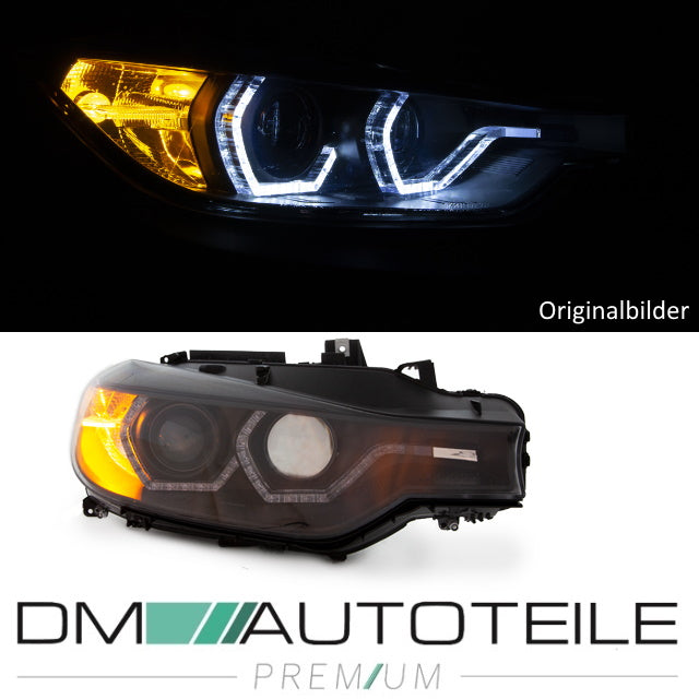 Set Klarglas Schwarz Scheinwerfer H7/H1 Facelift LED Angel Eyes Design passt für BMW 3er F30 F31 bj.11-15