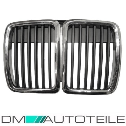 2x Grill Kühlergitter Kühlergrill Chrom Schwarz passt für ALLE BMW 3er E30 82-94