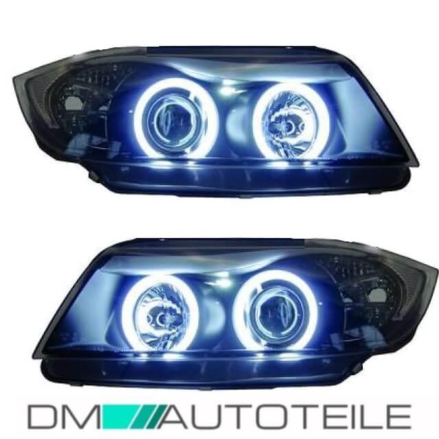 Led 3D Angel Eyes Scheinwerfer schwarz für BMW 3er E90 E91 Limo