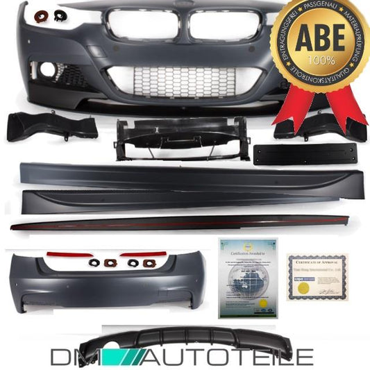 Umbau Sport-Performance Bodykit Stoßstange Front Schweller Heck + Spoiler passt für BMW 3er F30 316-320i Serie & M-Paket