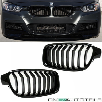 Kühlergrill Grill SET Schwarz Glanz Sport-Performance passend für BMW F30 F31 11-18
