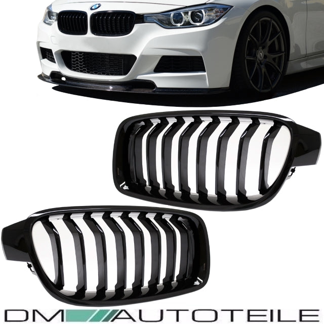 Kühlergrill Grill SET Schwarz Glanz Sport-Performance passend für BMW F30 F31 11-18