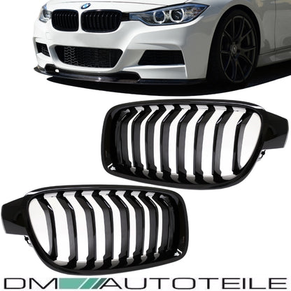 Kühlergrill Grill SET Schwarz Glanz Sport-Performance passend für BMW F30 F31 11-18