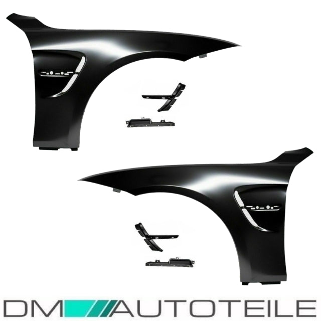 2x Sport Kotflügel Set +Halter Hochglanz Schwarz passend für BMW F32 F33 F36 auch  M4 + M Bj. 13-17