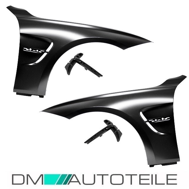 2x Sport Kotflügel Set +Halter Hochglanz Schwarz passend für BMW 3er F30 F31 bj.11-18