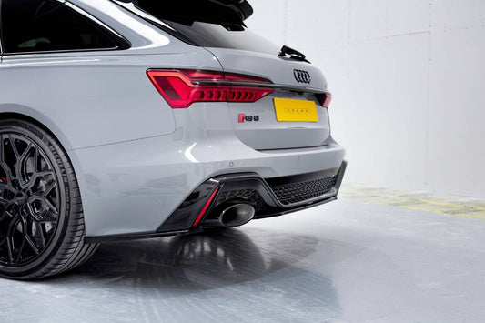 Heck Ansatz Flaps Diffusor V.1 für Audi RS6 C8 / RS7 C8 schwarz Hochglanz