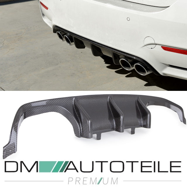 Sport-Performance Duplex Diffusor Echt Carbon passt für BMW 3er F80 M3 / 4er F82 M4 Stoßstange hinten