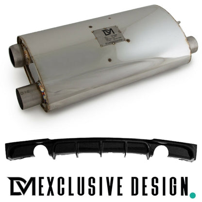 DM Exklusive Design Duplex 335d Auspuffanlage Performance+Diffusor Edelstahl Blenden schwarz glanz Made in Germany passt f...