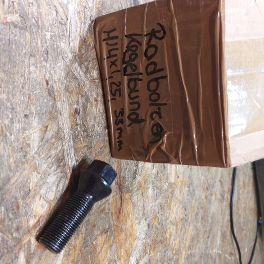 Radbolzen Kegelbund M14x1,25, 33mm schwarz original NEU