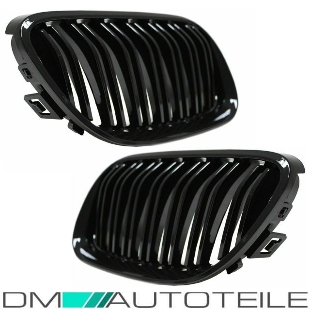 Set Doppelsteg Kühlergrill Schwarz GLANZ Performance passt für BMW E92 E93 LCI