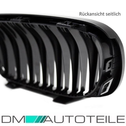 Set Doppelsteg Kühlergrill Schwarz GLANZ Performance passt für BMW E92 E93 LCI
