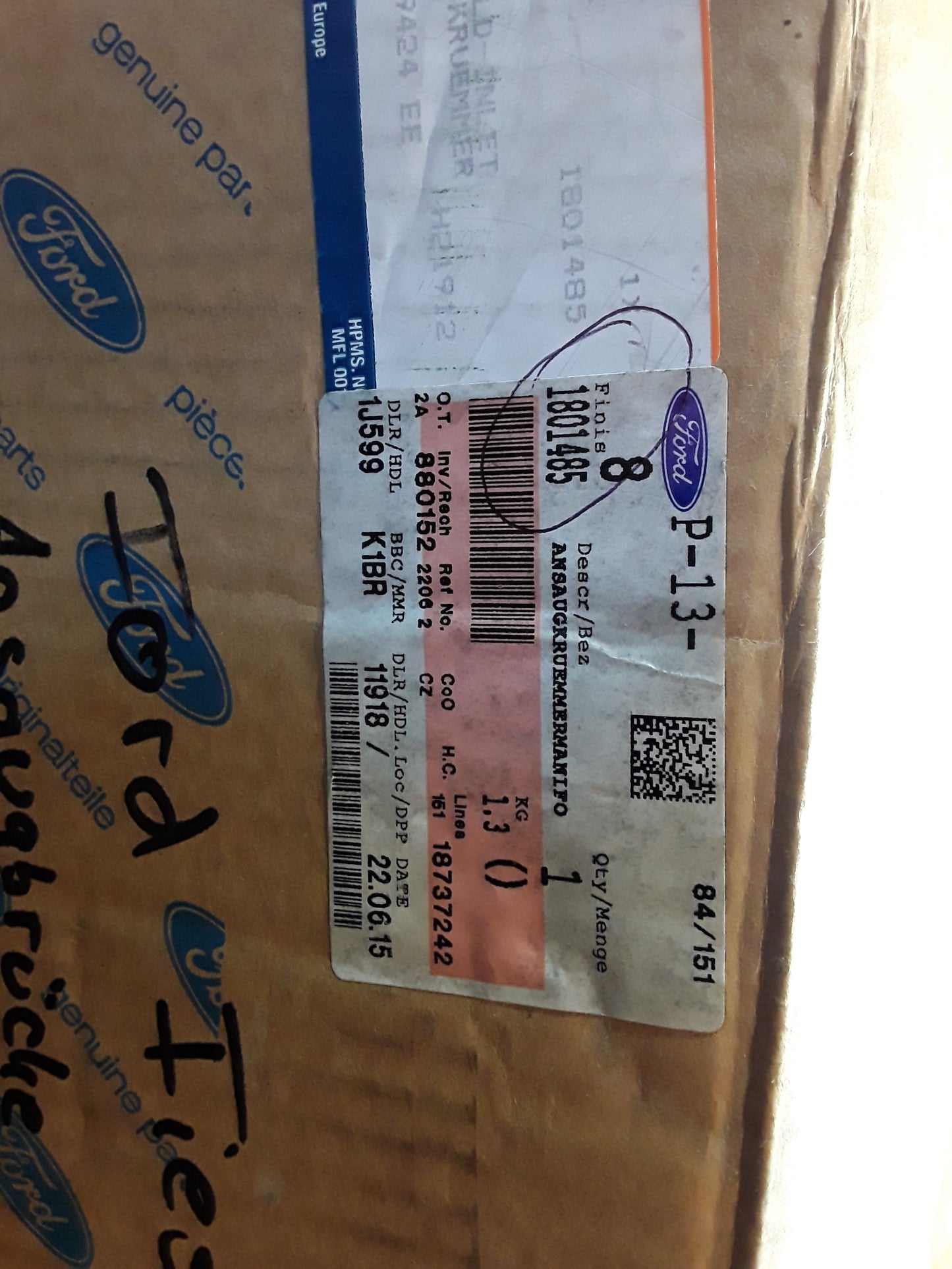 Ford Fiesta VI JA8 ab Bj 2013 1,0 Ansaugbrücke original Ford NEU