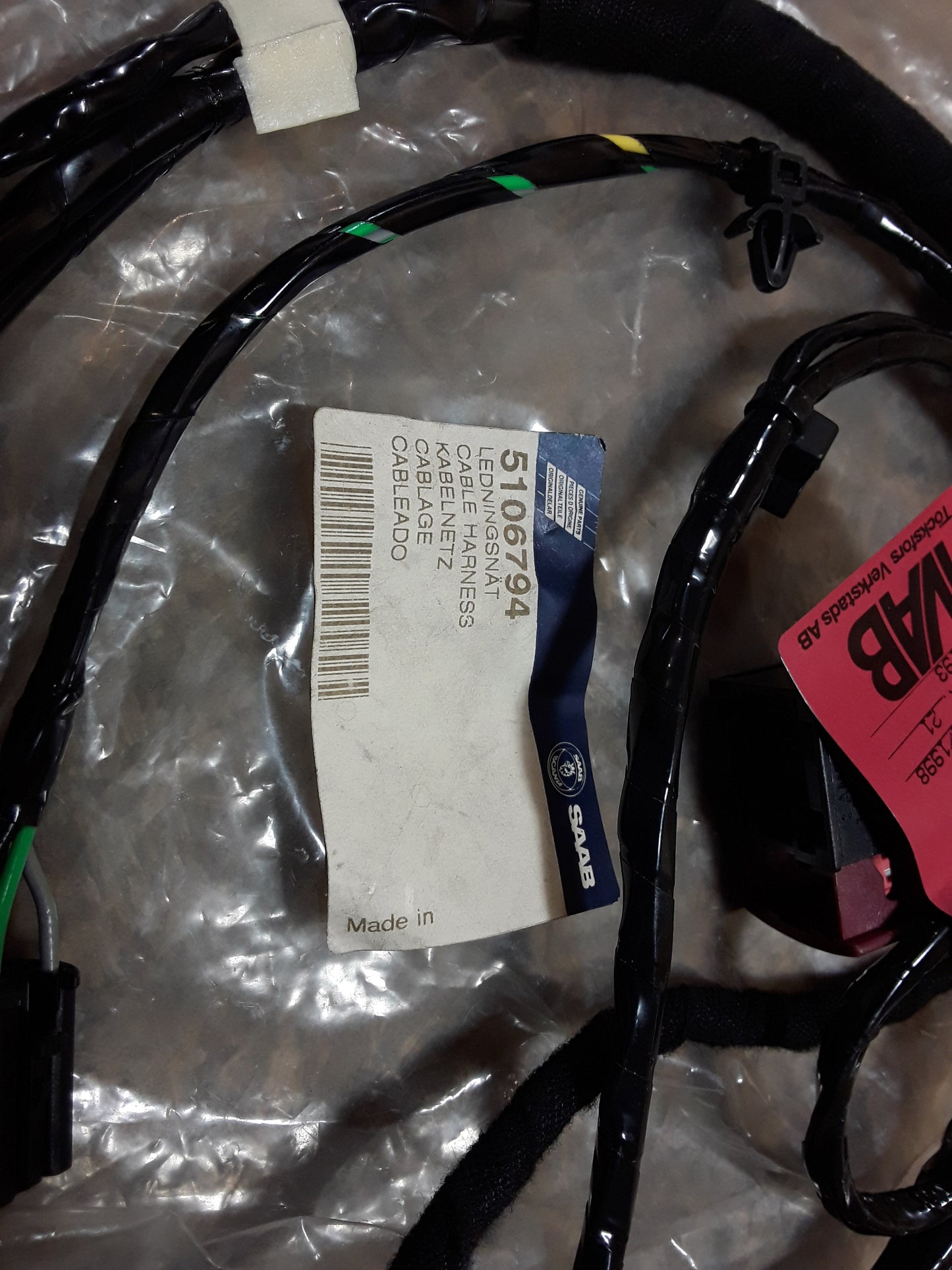 Saab 9-3 Kabelbaum Türe rechts original GM Opel NEU