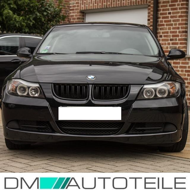 2x Doppelsteg Kühlergrill Schwarz Glänzend passend für BMW 3er E90 E91 bj. 05-08 + M M3