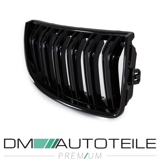 2x Doppelsteg Kühlergrill Schwarz Glänzend passend für BMW 3er E90 E91 bj. 05-08 + M M3