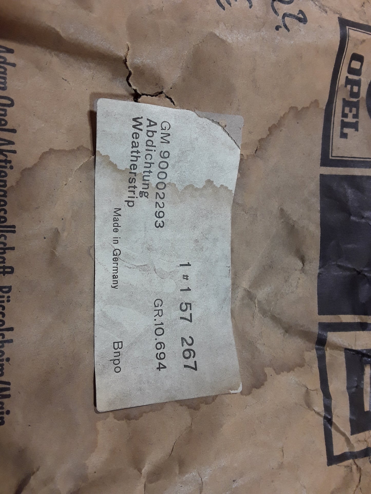 Modell leider unbekannt Abdichtung original GM Opel NEU