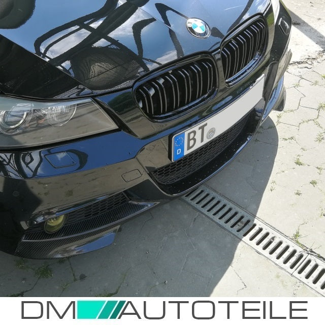 2x Kühlergrill Schwarz Hochglanz Doppelsteg passend für BMW 3er E90 E91 auch LCI 08-11 FACELIFT