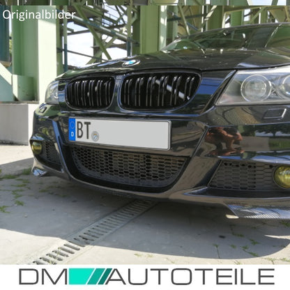 2x Kühlergrill Schwarz Hochglanz Doppelsteg passend für BMW 3er E90 E91 auch LCI 08-11 FACELIFT