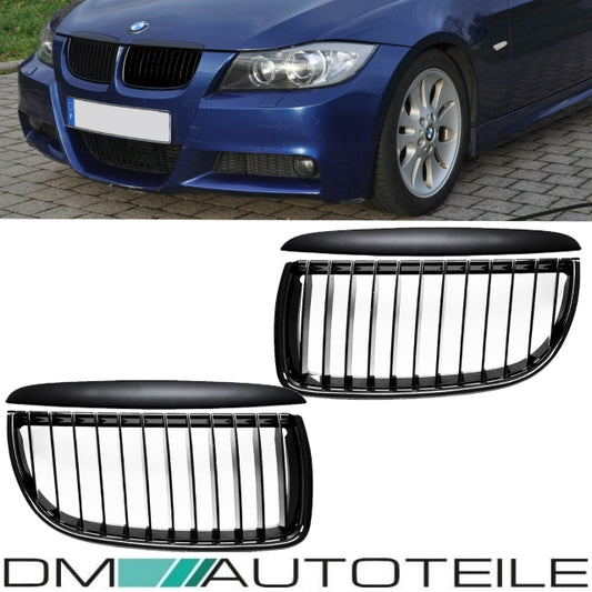 SATZ Kühlergrill Schwarz Matt Sport-Performance +Blenden passend für BMW E90 E91