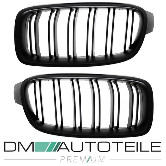 SET Kühlergrill Grill Schwarz MATT Doppelsteg für BMW 3er F30 F31 auch M -Sport