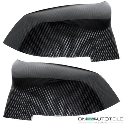 Satz Sport Spiegelkappen Außenspiegel  Echt Carbon Glanz passend für BMW F20 F21 F22 F23 F30 F31 F32 F36 F33  X1 E84