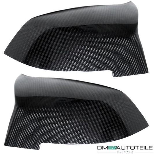 Satz Sport Spiegelkappen Außenspiegel  Echt Carbon Glanz passend für BMW F20 F21 F22 F23 F30 F31 F32 F36 F33  X1 E84