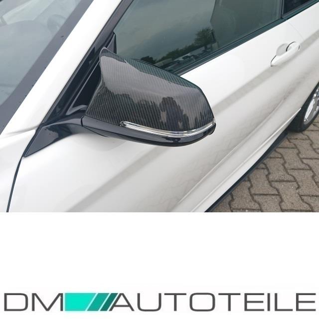 Satz Sport Spiegelkappen Außenspiegel  Echt Carbon Glanz passend für BMW F20 F21 F22 F23 F30 F31 F32 F36 F33  X1 E84