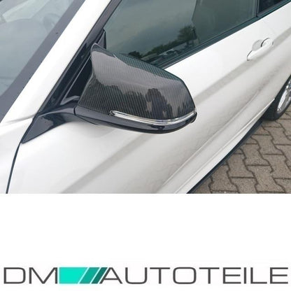 Satz Sport Spiegelkappen Außenspiegel  Echt Carbon Glanz passend für BMW F20 F21 F22 F23 F30 F31 F32 F36 F33  X1 E84