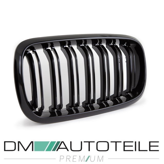 2x Kühlergrill SET Schwarz Glanz Doppelsteg passend für BMW X5 F15 +X6 F16 13-17