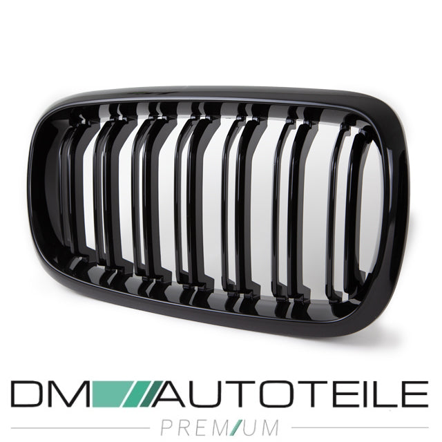 2x Kühlergrill SET Schwarz Glanz Doppelsteg passend für BMW X5 F15 +X6 F16 13-17