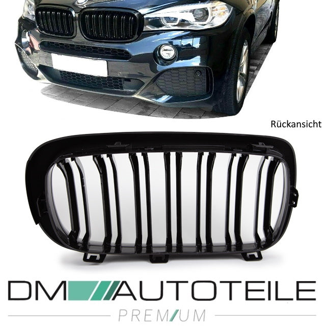 2x Kühlergrill SET Schwarz Glanz Doppelsteg passend für BMW X5 F15 +X6 F16 13-17