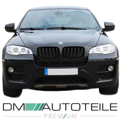 SATZ Kühlergrill Schwarz Glanz Doppelsteg passend für BMW X5 E70 06-13 + BMW X6 E71 E72 08-15