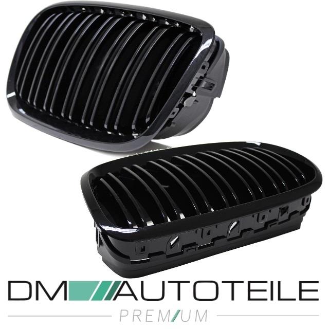 SATZ Kühlergrill Schwarz Glanz Doppelsteg passend für BMW X5 E70 06-13 + BMW X6 E71 E72 08-15
