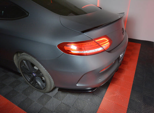 Heck Ansatz Flaps Diffusor für MERCEDES- BENZ C-KLASSE W205 COUPE AMG-LINE schwarz Hochglanz