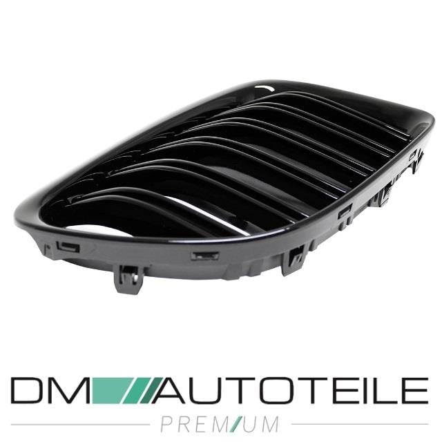 SET Kühlergrill Schwarz GLANZ Doppelsteg passt für BMW X1 E84 M Umbau 09-12