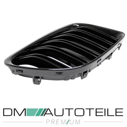 SET Kühlergrill Schwarz GLANZ Doppelsteg passt für BMW X1 E84 M Umbau 09-12