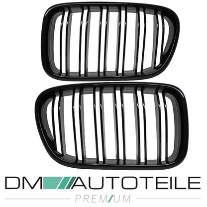 2x Kühlergrill SET Schwarz Hochglanz Sport Doppelsteg passend für BMW X3 F25 10-